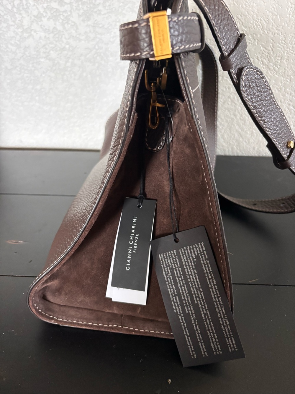 Gianni Chiarini Women's Dark Brown Pebbled Leather Top-Handle Satchel